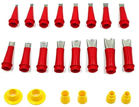 Perezy 22 StüCke Edelstahl DichtungsdüSe Applikator Dichtungsfinisher Kleber Silikon Dichtmittel Finishing Werkzeug KüChe Badezimmer, Rot & Silber