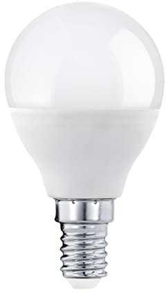 EGLO E14 LED Lampe dimmbar, Glühbirne 5,5 Watt (entspricht 40 Watt), 470 Lumen, 3000 Kelvin, Leuchtmittel warmweiß, Glühlampe opal weiß, P45, Ø 4,5 cm