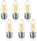 EXTRASTAR E27 LED Filament Candle Bulbs 6W, 750LM 57W Equivalent, C35 Edison Screw Led Light Bulbs, Warm White 2700K, Non-dimmable, Pack of 6
