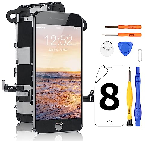 Yodoit Display per iPhone 8 LCD Sostituzione dello Schermo Nero, Touch Digitizer con Pezzi di Ricambio e Kit di Attrezzi A1863, A1905, A1906