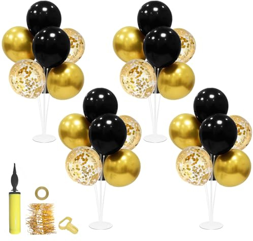 ZJDHPTY 4 Set Black and Gold Balloon Stand Table Centerpieces Party Decor