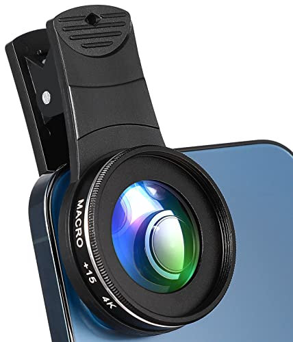 Hemobllo Lente Macro 4K 15X: Lente De La Cámara Teléfono Lente Macro Teléfono Celular Clip De 37 Mm En La Lente Teléfono Lente Macro Universal Compatible con/Smartphones