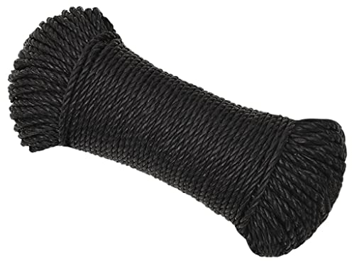vidaXL Corde de Travail Ligne de Travail Corde Torsadée Corde d'Amarrage Câble de Travail Jardin Atelier Noir 8 mm 25 m Polypropylène