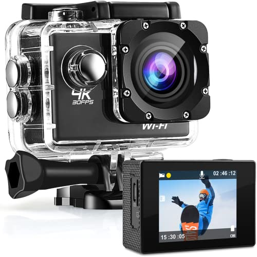 Strex Action Cam 4K 16MP - 60FPS / 30M Wasserdicht/WiFi - Inklusive Zubehör - Action Kamera - Unterwasserkamera