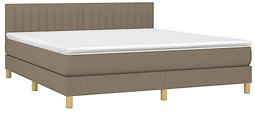vidaXL Boxspringbett mit Matratze Bett Polsterbett Doppelbett Hotelbett Bettrahmen Bettgestell Lattenrost Schlafzimmerbett Taupe 180x200cm Stoff