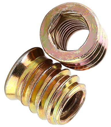 insert fileté bois m10 Qiilu insert nut type d m8 Écrous D'insertion D'entraînement à Douille Hexagonale en Acier au Carbone Filetés pour Connecteur de Pied de Table de Meubles en Bois Fil M8 en Bois