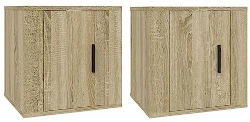 vidaXL 2 Piece Wall-mounted TV Cabinet Set Sonoma Oak 40x34,5x40 cm | Loads of space for all your media stuff, A contemporary look that fits right in with any style,