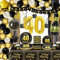 Hegbolke 40th Birthday Decorations - Black and Gold Party Decorations, Black Gold Balloons, Banner, Plates, Napkins, Cups, Tablecloth, Birthday Party Supplies for Women and Men, Serve 20