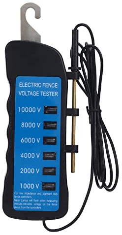 Tester Recinto Elettrico 10000 V Misuratore Tensione Impermeabile Portatile, ABS Rame 6 Luci LED 77g, Test Recinzione per Cavalli Bovini Ovini Fauna Selvatica