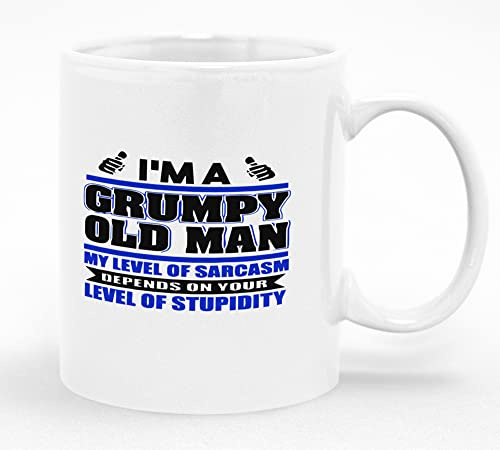 Millhouse Prints I'm A Grumpy Old Man Sarcasm - Funny Sarcastic Novelty Mug, 11oz Ceramic, Dishwasher Safe,