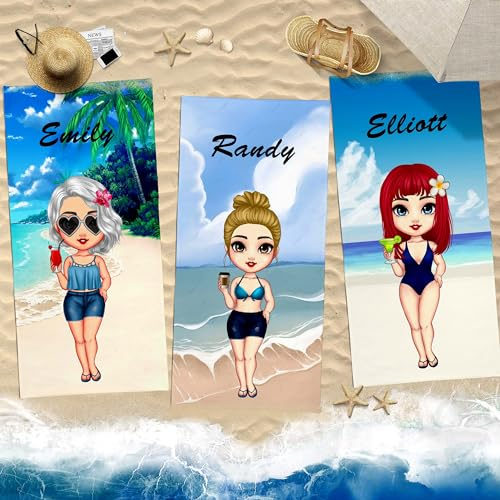 Helengili Personalised Beach Towel Handtuch für Bestie, Reisebadetuch, Microfibre Name Custom Bath Towel Duschtücher Strandtücher,(Mikrofaser, 75 x 150 cm)