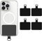 Cobee Universal Phone Tether Tabs, 4 Pcs 2.28 x 1.5 D-Buckle Phone Lanyard Replacement Part PVC Transparent Phone Lanyard Patches for Safety Drop Protection Compatible with Most Smartphones(Black)