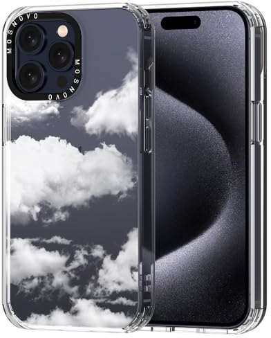 MOSNOVO für iPhone 15 Pro Max Hülle – Durchsichtige, schlanke, stoßfeste TPU+PC-Handyhülle, [6,6 Fuß Fallschutz/Anti-Abziehen] - Wolke