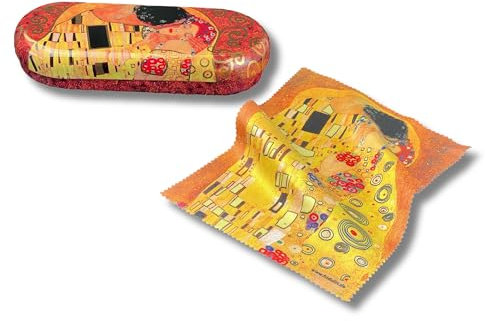 MediMuc Flaches Brillenetui mit passendem Reinigungstuch aus Microfaser - Gustav Klimt, Der Kuss - Maße: L/H/B 16 x 2,8 x 6,6cm - FridolinEdition