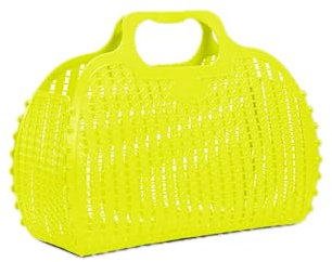 Ay-Kasa Die originale wiederverwendbare Einkaufstasche, faltbare und zusammenklappbare Korbtasche, Jelly Bag geeignet als Einkaufstasche/Strandtasche, wasserfest (S, Acid Yellow)