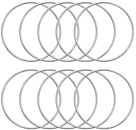 KALIONE Metallringe zum Basteln 10 Stück 8cm Silber Metallringe Metall Ringe Deko für Traumfänger Ring, Makramee Ring, Wickeltechnik, Floristik,Hochzeitskranz,Hoops