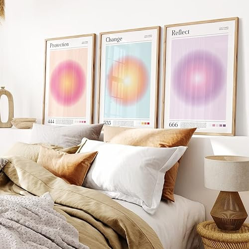 Trendy Angel Number Aura Gradient 111.222.333.444.555.666.777.888.999 Wandkunst Leinwand Malerei Poster Für Wohnzimmer Home Decor 35Cmx50Cmx3Pcs Kein Rahmen