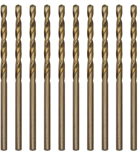CEEYSEE 10Pcs Drill Bits 2.5mm HSS Cobalt Drill Bit Straight Shank Twist Drill Bits Titanium Jobber Drill Bit Sets for Stainless Steel,Aluminum, Plastic and Wood (2.5mm/MHZT)
