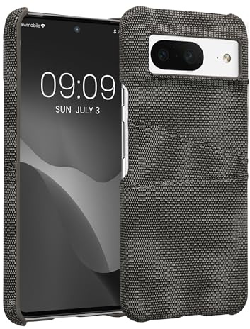 kwmobile Hülle kompatibel mit Google Pixel 8 - Handyhülle Handy Case - Stoff mit Kartenfach Grau