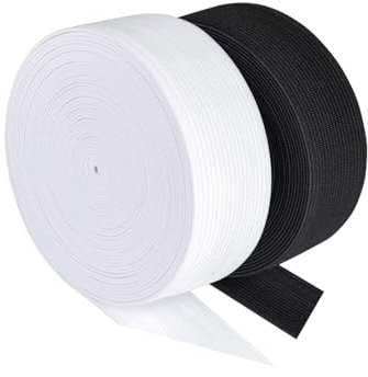 AFEUZHE 2 Stück Gummiband 10 Meter 15mm 25mm 40mm 50 mm Breit Elastic Band Weis Schwarz (50MM)