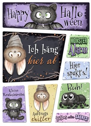 Happy Halloween Tiere Kühlschrankmagnete mit süßen Gruselmotiven acht Bunte Magnete für den Kühlschrank erschrecken Kühlschrankmagnete gruselig Kühlschrankmagnete Set Süße