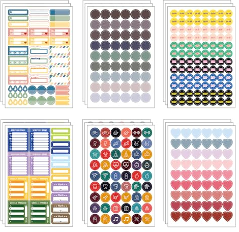 ONEBO 18 Blatt Bullet Journal Sticker Set - Dekorieren, Planer, Organizer, Agenda, Notizbuch