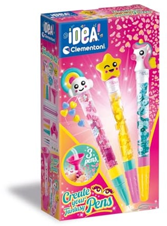 Clementoni Idea Deine Stift-Kreationen Fantasy - DIY Stifte-Set mit fantasievollen Accessoires - Bastelset zum Stifte selber machen, Kreativspielzeug & Geschenk-Set für Kinder ab 6 Jahren, 18827