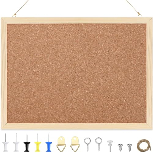 Pinnwand Kork, Pinnwand Kork Klein, Pinwand Korktafel 20x30cm, Befestigungsmaterial und Druckstifte im Lieferumfang Enthalten, Holzrahmen