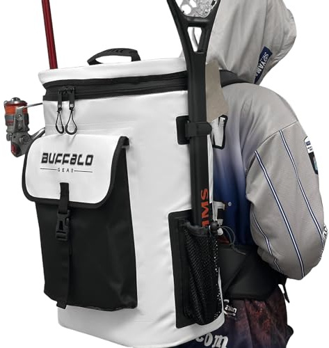 Buffalo Gear Fischkühl-Rucksack, 32 l, wasserdicht, Angelrucksack, Kühltasche, tragbare Fischtasche, hält Eis länger als 24 Stunden kalt