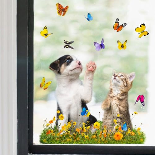 Wandtattoo Katzen Und Hunde Wandsticker Wanddeko für Wohnzimmer Schlafzimmer Sofa Hintergrund,Wandaufkleber Kinderzimmer Mädchen und Jungs,Wandaufkleber Diy Wandkunst Dekor