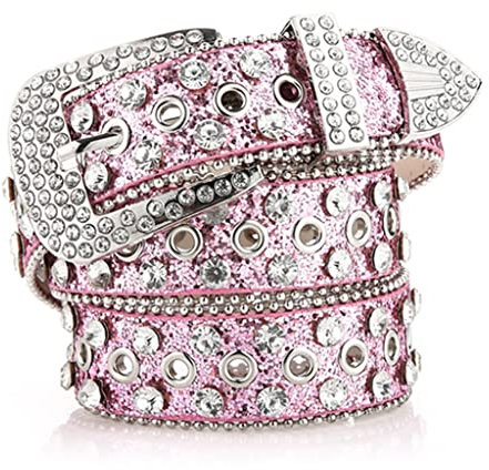 Diarypiece Ceinture en strass pour femme - Ceinture formelle brillante, rose, Adjustable size