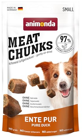 animonda GranCarno Meat Chunks Ente pur (60g), purer Fleisch Premium Hundesnack für kleine Erwachsene Hunde, getreidefreie Hundeleckerlis für ausgewachsene Hunde