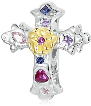925 Sterling Silber Charms für Pandora Armband, Kreuz Charm für Frauen,Mutter,Oma,Muttertagsgeschenk
