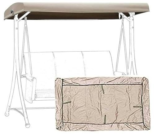 HAILM Replacement Canopy for Swing Seat, Outdoor Patio Swing Canopy Replacement Top Cover, Waterproof Oxford Cloth Canopy Replacement Cover for 2/3-Seater-Swing Chair,Beige,195x125x15cm