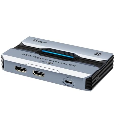 Yinker 4K60Hz HDMI Video Capture Card mit Loop-Out 1080P@240Hz 2K@144Hz HDMI Videoaufnahmekarte Full HD 4K60Hz HDMI Aufnahme und Loop-Out für OBS Live Streaming Gaming Record VRR HDCP2.2