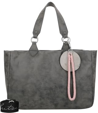 Fritzi Izzy Vintage Shopper Kunstleder Damen Handtasche Umhängetasche City vegan Etui Kordelschnur 29 x 42 x 15 cm – Rosa, Schwarz, Cognac, Olive, Grau, Beige, Pink, Blau, Curry, Rot, Anthrazit