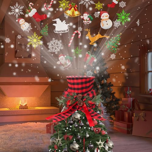 Christmas Tree Topper, Lighted Christmas Tree Topper Decoration, 3D Rotating Colorful Christmas Tree Topper Projector, Sparkling Lighted LDE Christmas Tree Topper, for Xmas Tree Top Decoration