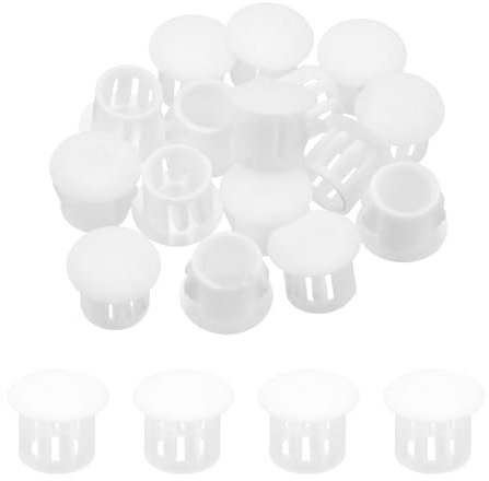 QUARKZMAN 32 Stück 10mm (3/8) weiße Kunststoff Lochstopfen, Flache Abdeckkappen, Endkappen für Schränke Maschinen Möbel Schrank