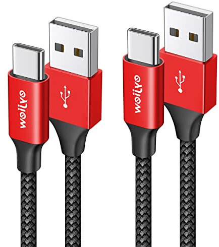 eyjiew USB C Charger Cable 1M 2Pack, USB A to USB C Cable, Type C Fast Charging Phone Lead Braided for iPhone 15 16,Galaxy S25 S24 S23 S22 S21 S20 S10 A35 A51 A55, PS5,Switch,Pixel,iPad,Xiaomi