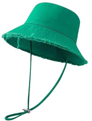 Sombrero unisex con cuerda, sombrero de pescador de verano con borde sin rematar, sombreros de sol para exteriores para mujeres y hombres, gorra de playa, Gn, Talla única