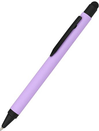 𝗢𝗡𝗟𝗜𝗡𝗘 Kugelschreiber Alu Stylus Lila, Druckkugelschreiber aus Aluminium, auswechselbare Großraum-Mine, Schreibfarbe blau, mit Softtouch Feeling, Stift mit Touchpen, 1 Stück
