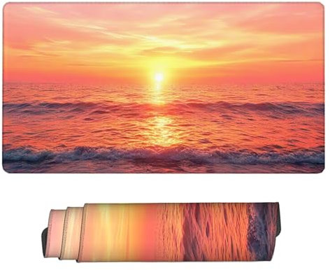 Tapis de Souris XXL Rose 1200x600x3mm, Texturée Résistant à Usure Lavable Tapis Souris Lever du Soleil Grand Tapis de Souris Gamer avec Surface en Caoutchouc Antidérapant Résistant pour Bureau H2-261