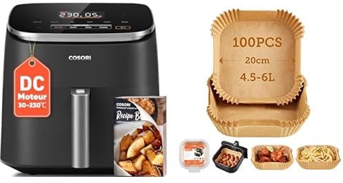 COSORI Air Fryer 9 en 1,TurboBlaze,Machine à Courant Continu,6L Compact,5 Vitesses de Vent Réglables,Friteuse Sans Huile,Économis d'Énergie de 64 Pour cent, Air Fry,Réchauffer,Cuire,3-5 Personnes