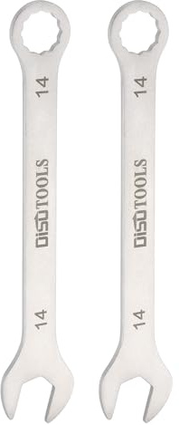 QUARKZMAN 2 Stück 14mm Ring-Maulschlüssel Set, Gabelringschlüssel Torx-Ende 15 Grad Offset, Offener Schraubenschlüssel Set Edelstahl Dünner Metrisch für Handwerkzeug Haushalts Reparaturen