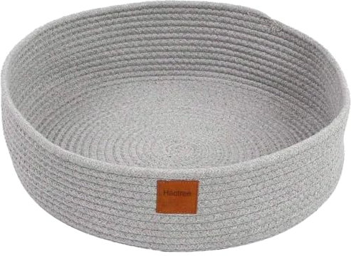 Generisch Großes Katzenbett aus Baumwollseil gewebt, runder Katzenkorb, bequemes Katzenbett für große Katzen oder 2 kleine Katzen, 45 x 45 cm (L x B), waschbar, Grau