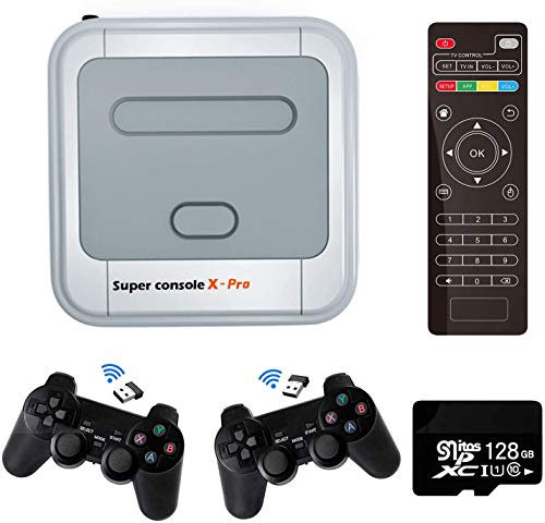 Cawevon Consola de videojuegos retro Super Console X Pro, salida HDMI para TV 4K, compatible con Wi-Fi/LAN, tarjeta TF de 128GB, juegos integrados de 40000, 2 mandos de juego. (128G)