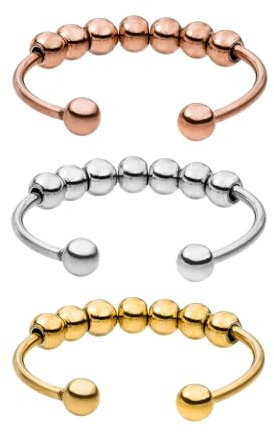 Purelei® Shade Anxiety Ring 3er-Set - Fidget – Damenring aus langlebigem Edelstahl – Wasserfeste Ringe – in verstellbaren Größen erhältlich von 50-66 - Damenschmuck (50-60)