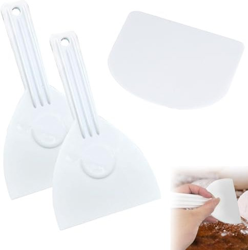 COZERI 2PCS Pizzaspachtel Pizza Spachtel Teigschneider, Flexibler Teigschaber mit Handgriff, Kunststoff Teigkarte für Pizza Teig Gebäck Brotbacken, Platzsparend mit Aufhängelöchern, Inkl. 1 Teigschabe