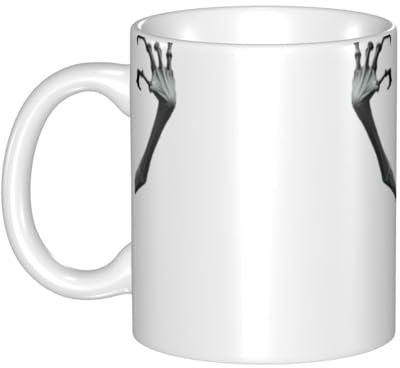 MKGOHLG Taza delgada de cerámica con estampado de zombi para capuchino, latte, cereales, yogur, leche, bebidas calientes o frías, horno de microondas
