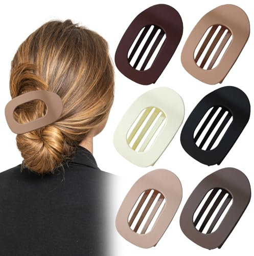 6 Stück Haarklammer Flach,Flat Flache Haarklammern Haarspange für Dünnes und Dickes Haar,Flache Haarspangen Damen Groß Entenschnabel Clips,Duckbill Clip ideal zum Hinlegen und Fahren (Creme matt...